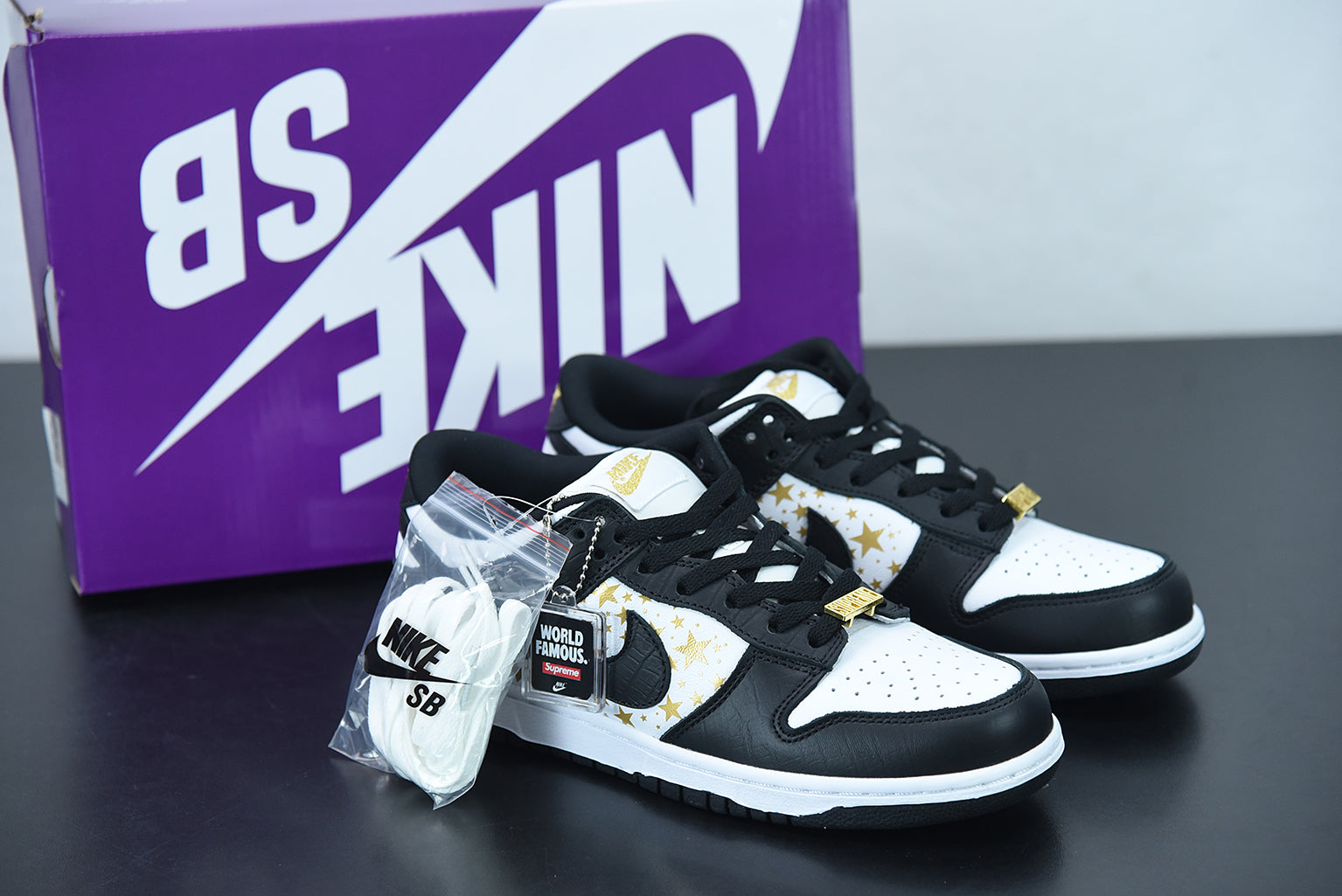 NK SB DK Low x Supreme Stars Black