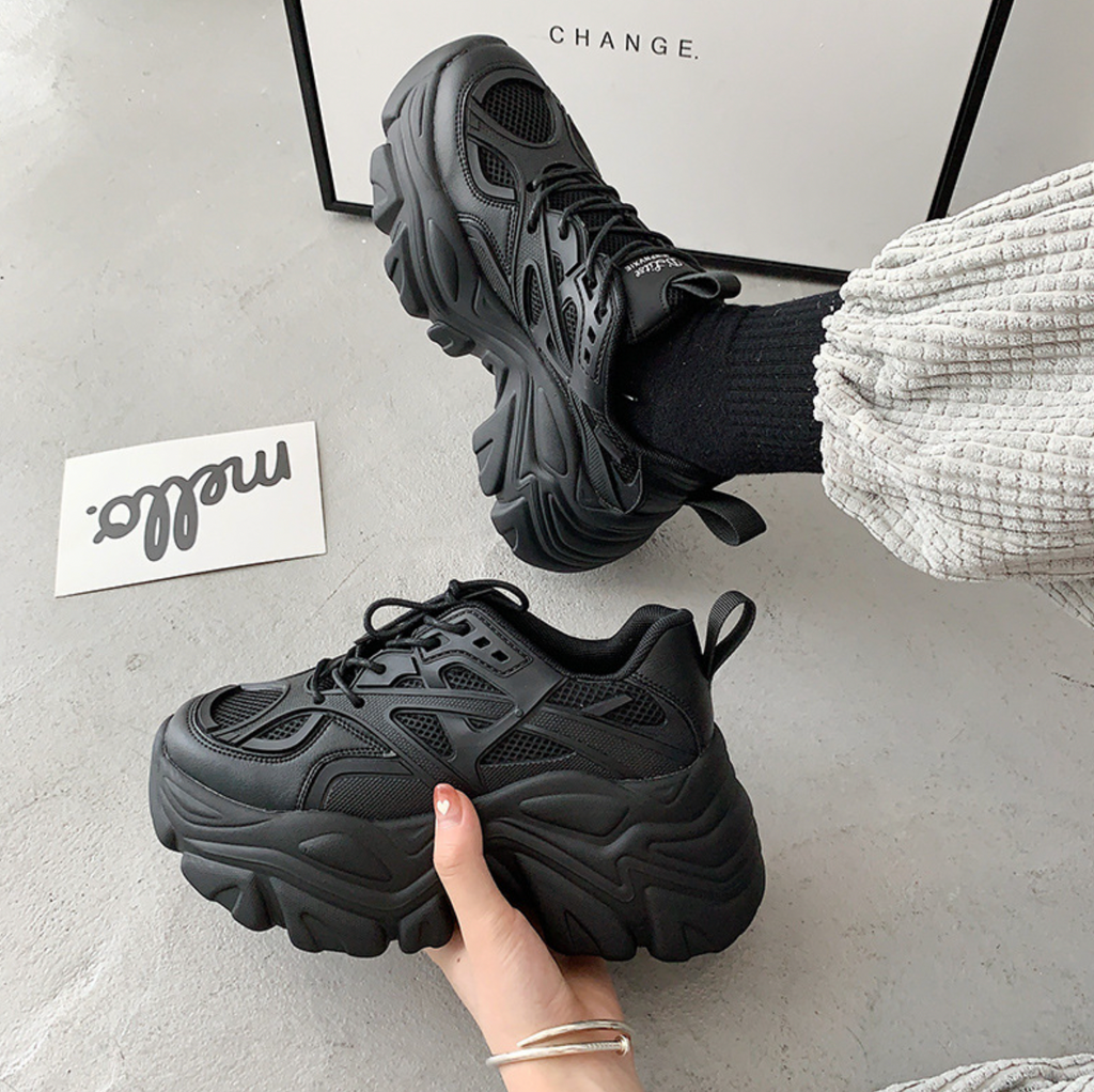 black platform goth sneakers