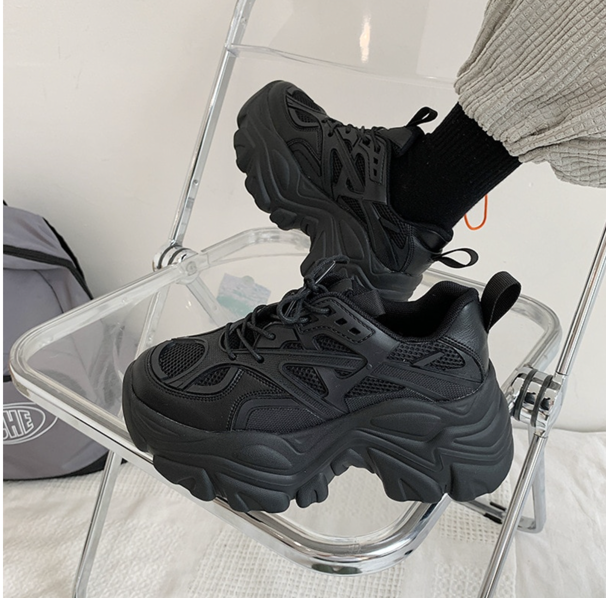 black platform goth sneakers