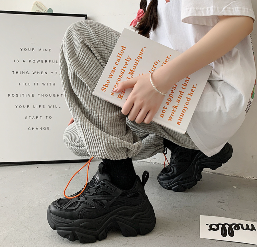 black platform goth sneakers