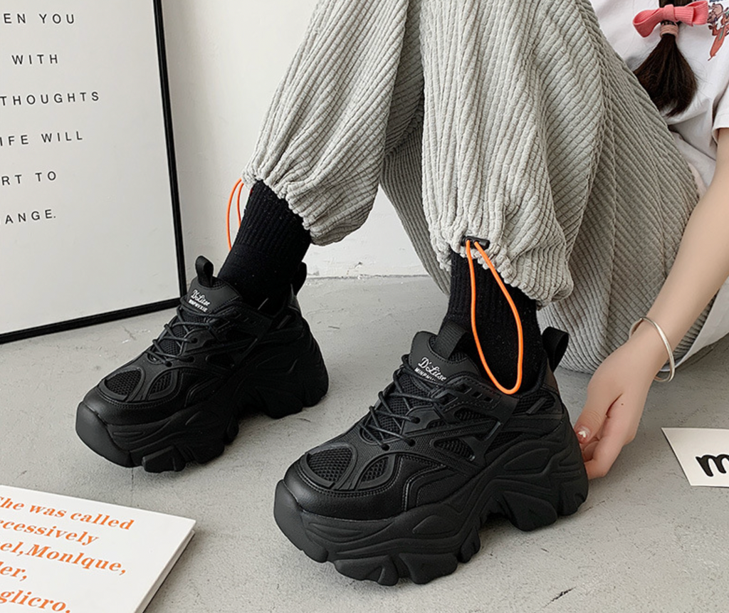 black platform goth sneakers