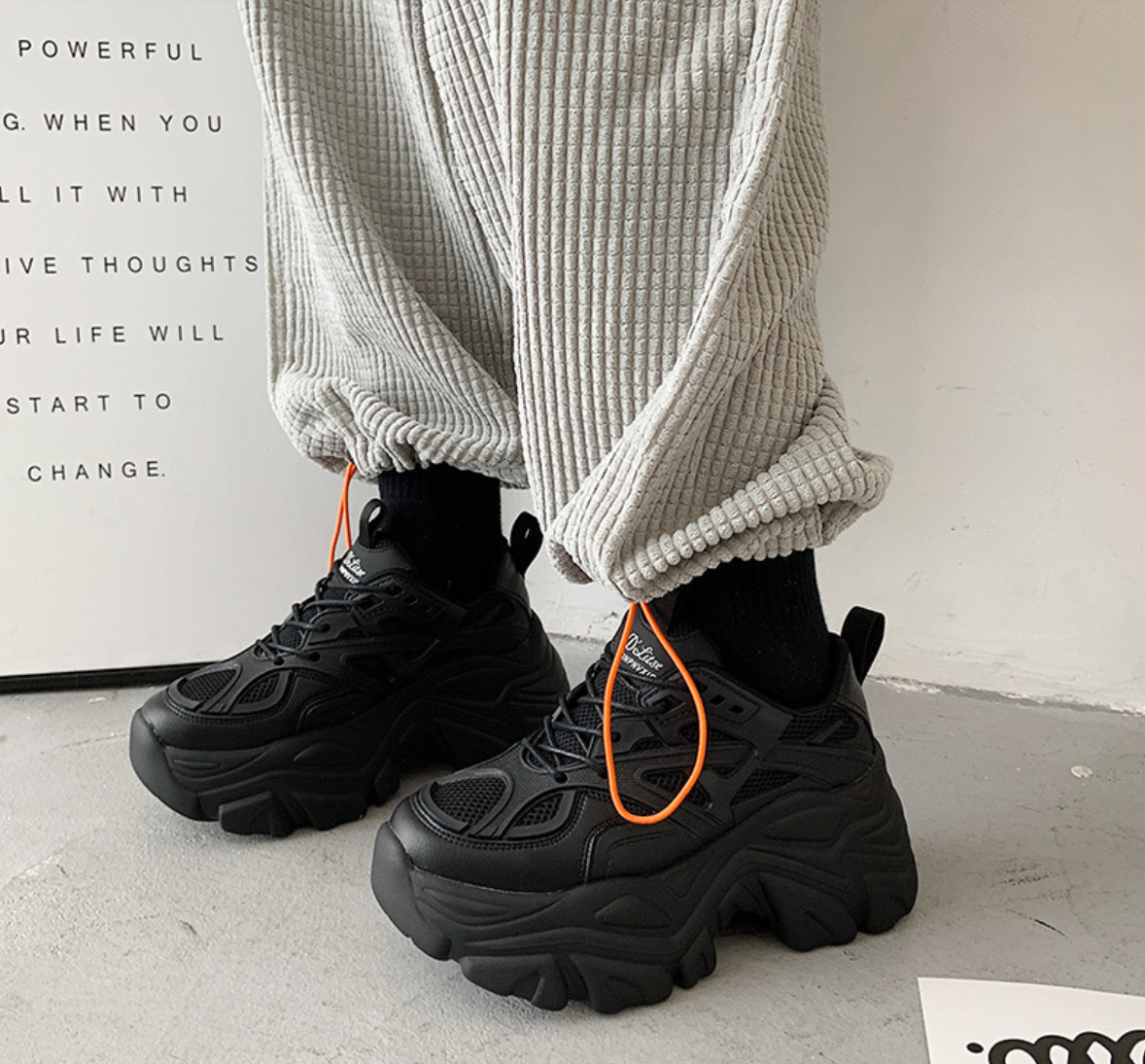 black platform goth sneakers