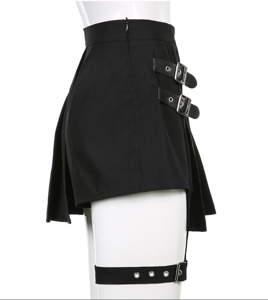 high pleated skirt