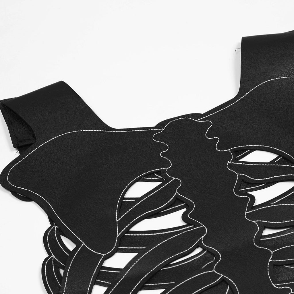 black skeleton work vest
