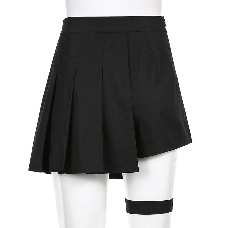 high pleated skirt