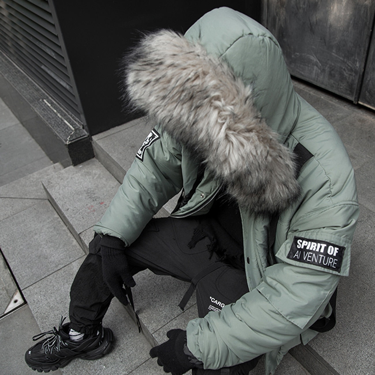 techwear green parka
