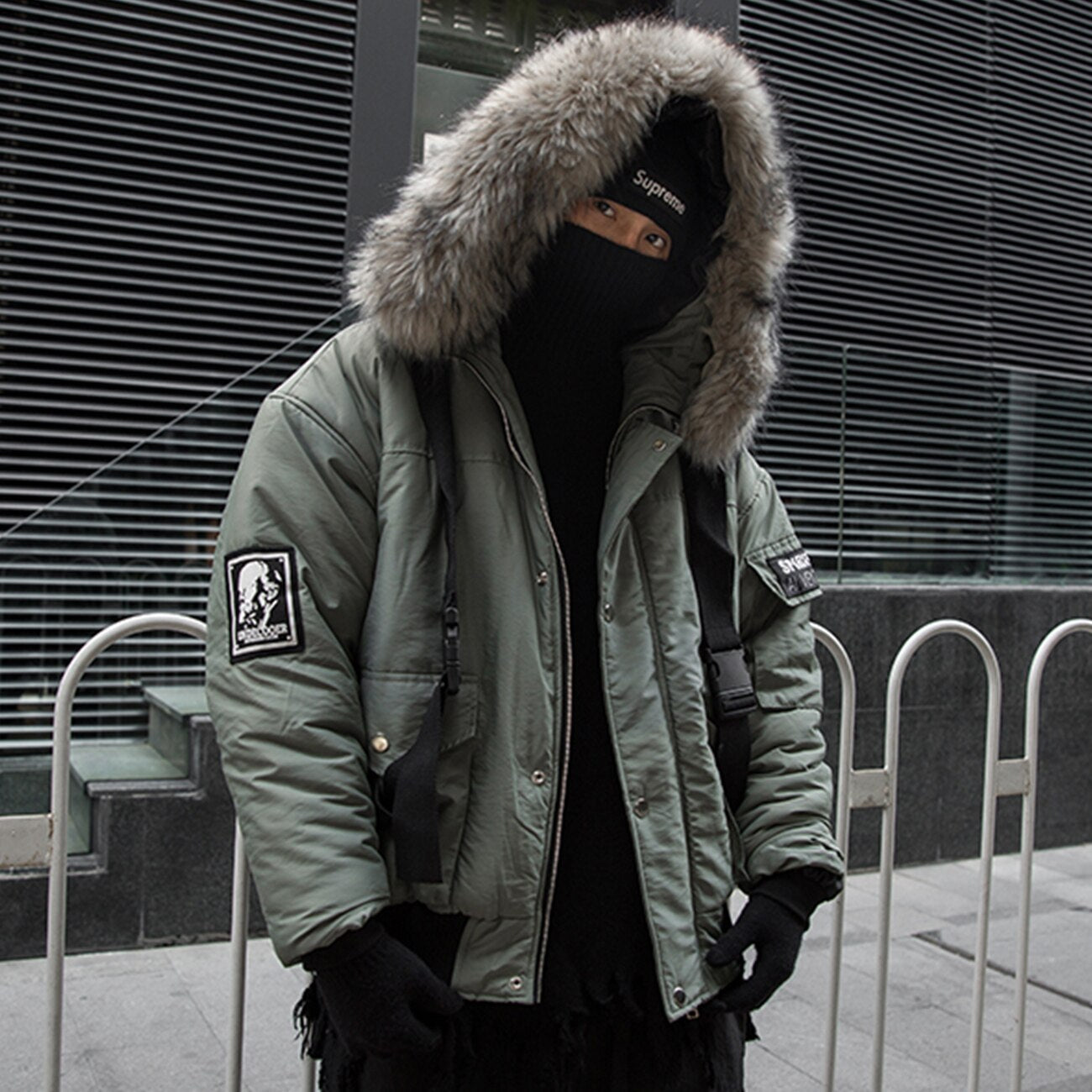 techwear green parka