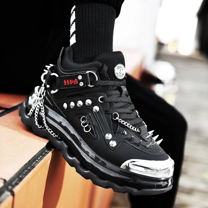 black goth sneakers