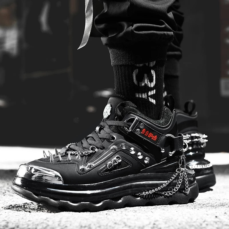 black goth sneakers