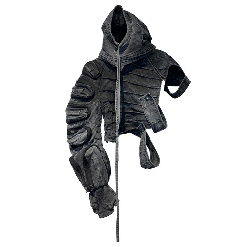 asymmetrical hooded jacket