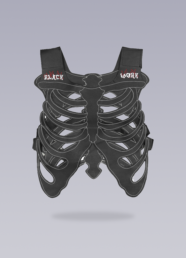 black skeleton work vest