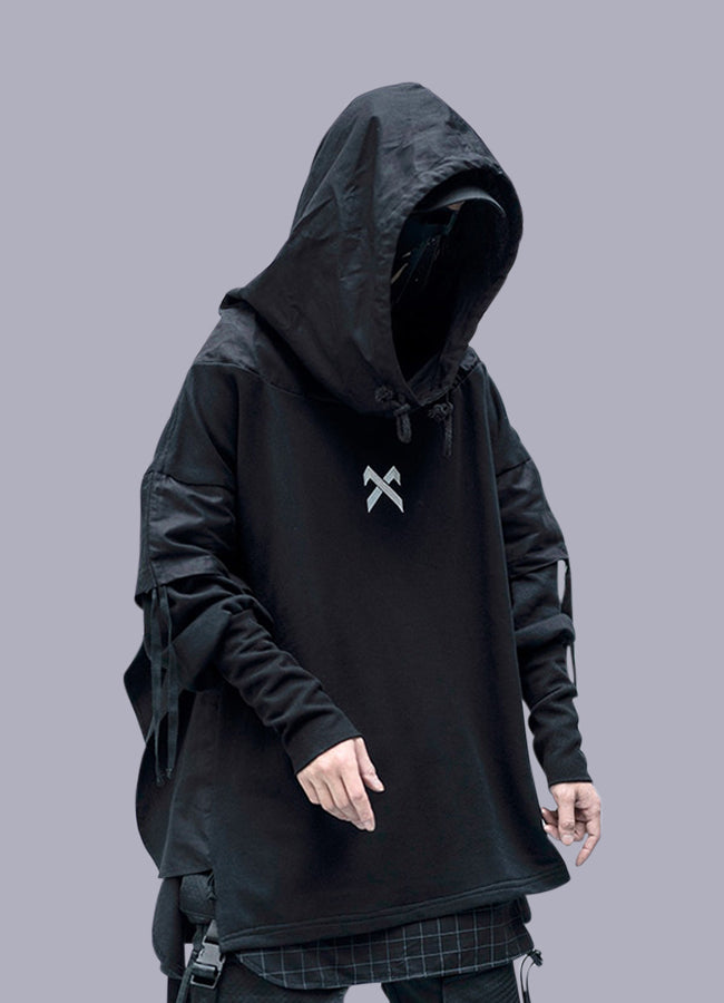 men's streetwear black hoodie