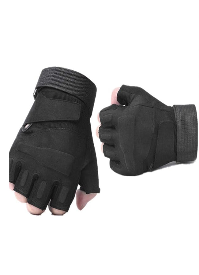 black tactical fingerless gloves