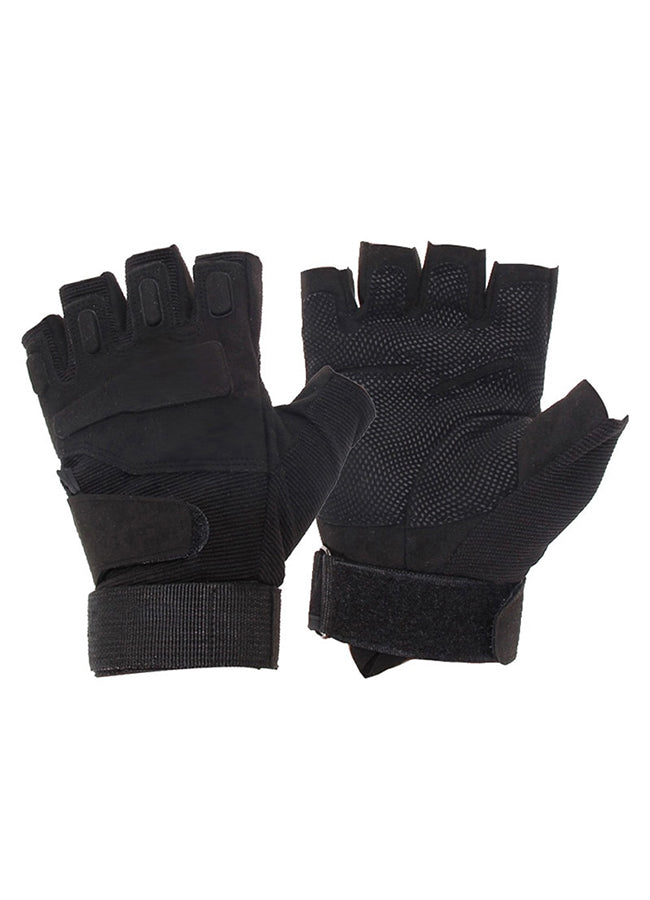 black tactical fingerless gloves